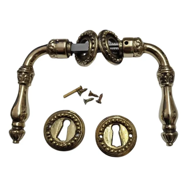 Manija Picaporte Antiguo Dorado Brillante Bronce Macizo 
