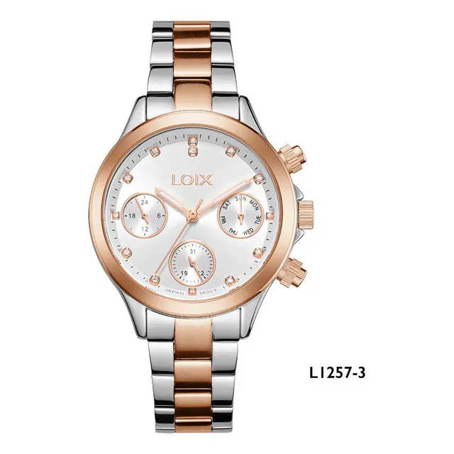 Reloj Dama Loix® L1257-3 Plateado Con Oro Rosa