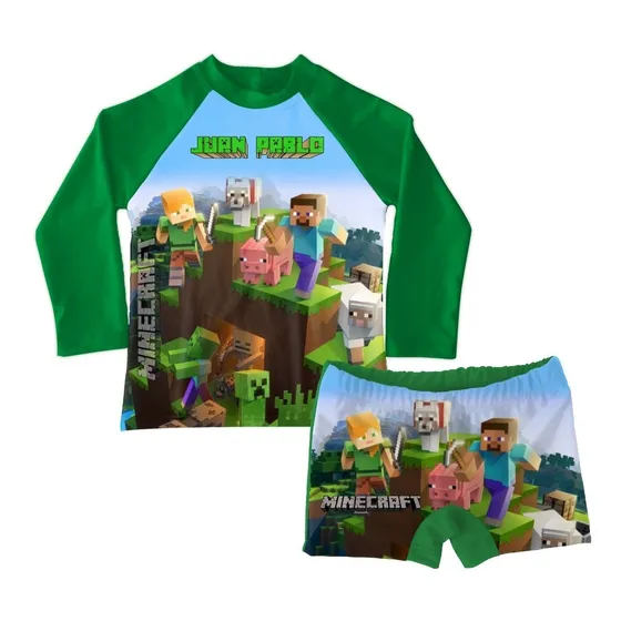 Conjunto De Traje De Baño Niño Minecraft 