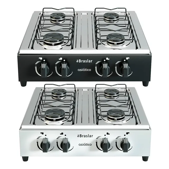 Fogão Cooktop De Mesa Portátil A Gás 4 Bocas Braslar