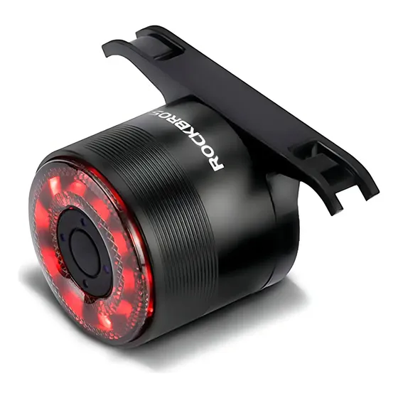 Luz de freno trasera Rockbros Q3, linterna inteligente para bicicleta, color negro | Cuotas sin interés