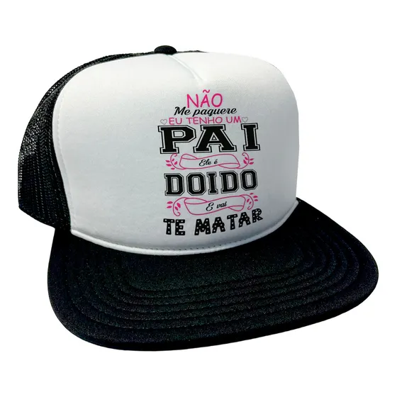 Bone Aba Reta Preto E Branco Dia  Dos  Pais  03