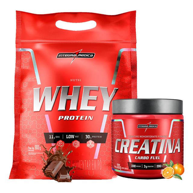 Kit Nutri Whey 900g + Creatina Carbofuel 300g Integralmedica Kit Nutri Whey 900g + Creatina Carbofuel 300g Integralmedica