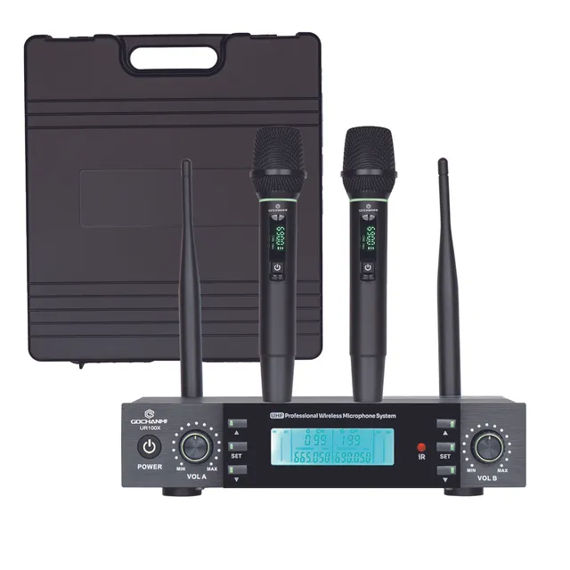 Microfono Gc Ur100x Inalambrico Uhf 2 Canales Mano Dinamico