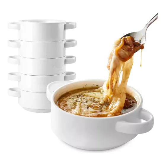 6 Tazas Consomé Pocillo Para Sopa Porcelana 280cc Apilables