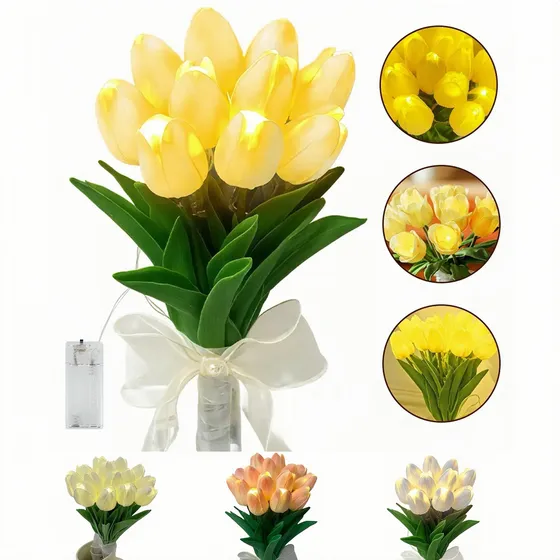 Lámpara Led De Luz Nocturna 10 Flores Simulación Tulipanes