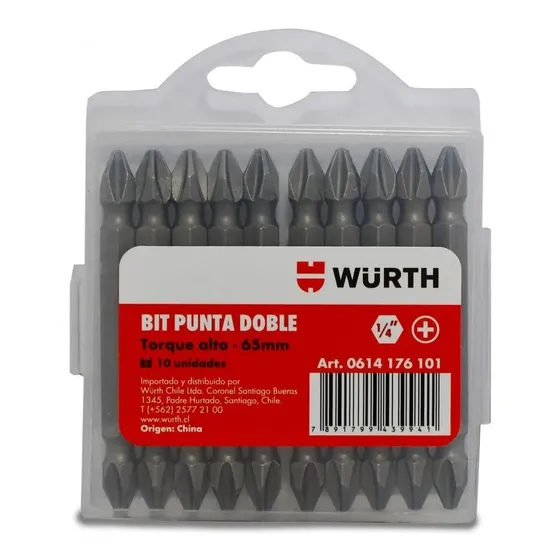 Set Puntas Dobles Imantadas Ph2 X 65mm Wurth (10 Und)