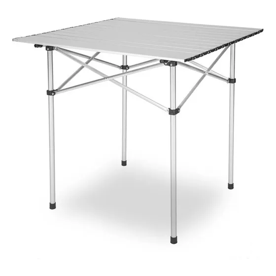 Mesa plegable camping de clumnio Spinit playa liviana color plateado
