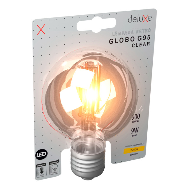 Lampada Led Globo Retro Clear G95 9w 900lm 2700k E27 Deluxe Lampada Led Globo Retro Clear G95 9w 900lm 2700k E27 Deluxe