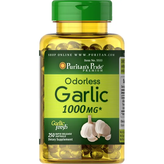 Suplemento Puritan's Pride, Ajo Inodoro, 1000 Mg, Cápsulas B