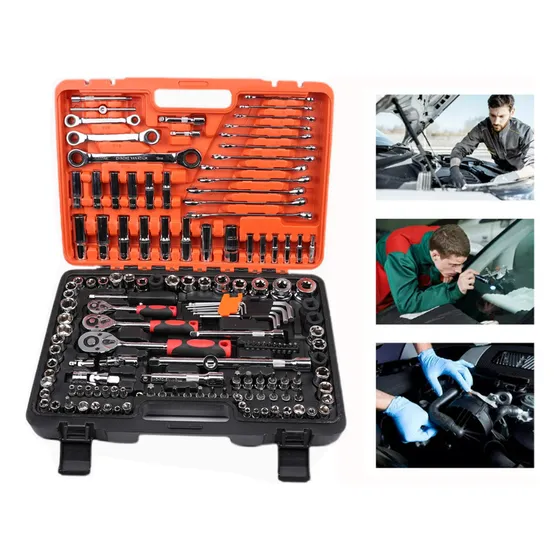 Jogo De Ferramentas 151 Peças Manual Kit Chaves Profissional.jogo De Chave Allen Catraca Ferramentas Aço Cr-v,kit 151 Soquete 1/2,1/4 E 3/8 Polegadas,Robusto/Profissional e eficiente/Multifunções