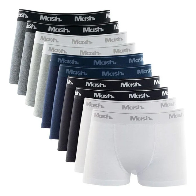 Kit Com 10 Cuecas Boxer Algodão Menino Confortável Mash Kit Com 10 Cuecas Boxer Algodão Menino Confortável Mash