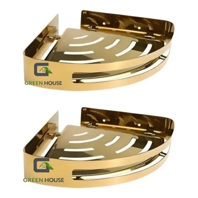 Esquinero Organizador Ducha Dorado Acero Pack 2 Unidades Dorado