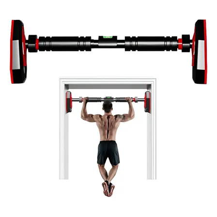Barra Porta Fixa Ajustável Com Nível Treino Calistenia Preto