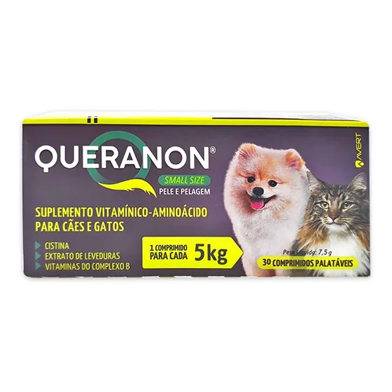 Queranon Small Size Comprimidos Palatav. Cães Gatos Até 5kg
