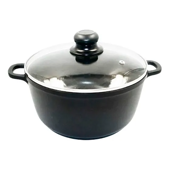 Caldero De Teflon Antiadherente Con Tapa De Vidrio 24 Cm 