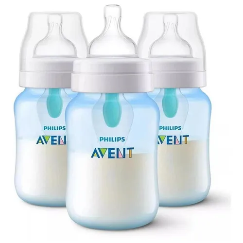 Set 3 Biberones Avent 260ml/9oz 1m+ Airfree Color Azul