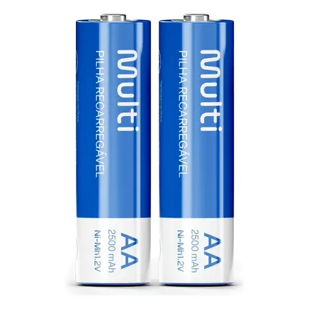 Pilha AA Multilaser Recarregável CB053 cilíndrica kit de 2 unidades