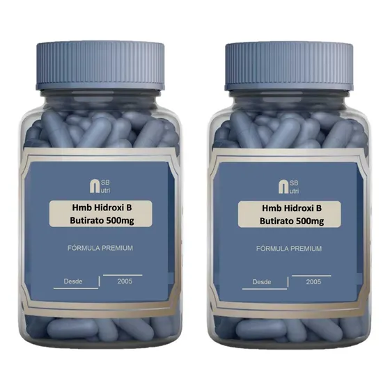 Kit 2 Hmb Hidroxi B Butirato 500mg 120 Cápsulas