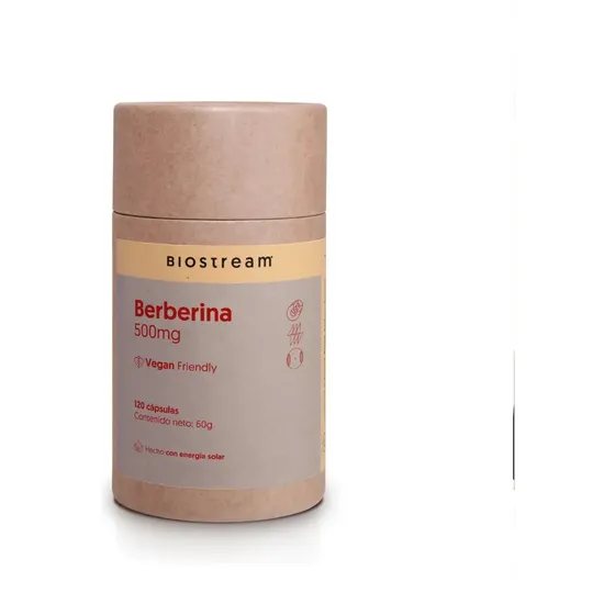Berberina 500mg 120 Capsulas Vegana Equilibrio Metabolico Biostream