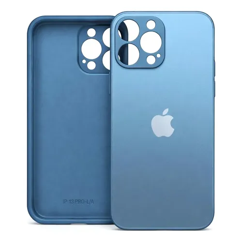 Capa Bumper para iPhone 13 Pro Max de Vidro Premium Azul Celeste