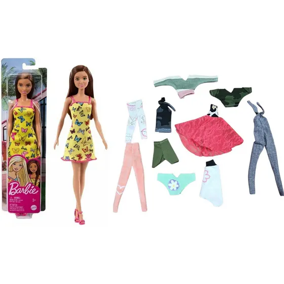 Muñeca Barbie Playa Original Mattel + 8 Conjuntos De Ropa