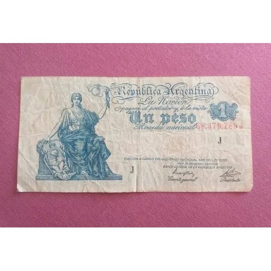 Billete Un Peso Moneda Nacional Progreso Serie J 68379789