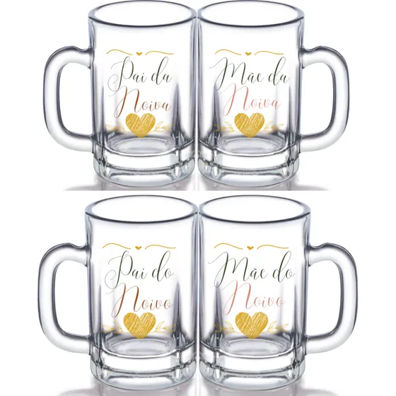 Jogo 4 Caneca Tabernas Personalizada Pai Mãe Noiva Do Noivo