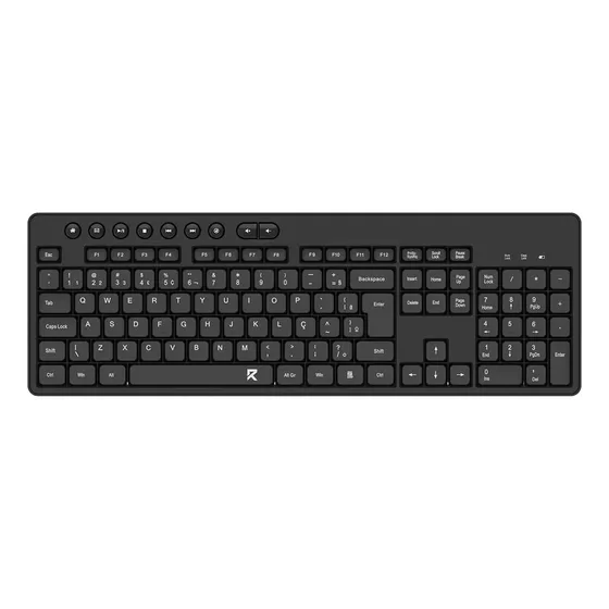 Teclado Bk-7094 Pt Office Membrana Sem Fio 2,4ghz Full Size Low Profile Preto Redragon