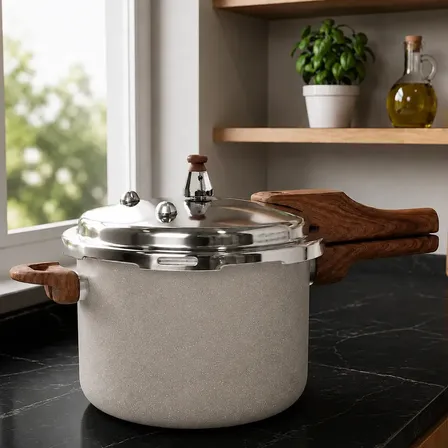 Panela Pressão 4,2l Indução Cerâmica 4 Válvulas Segurança Cor Cinza Claro