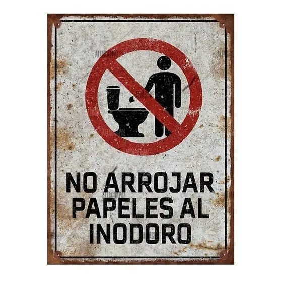 Cartel Chapa No Arrojar Papeles Al Inodoro
