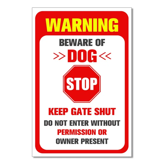 Cocoken Placa Metal Texto Ingl  Warning Beware Of Dog  8.0 X