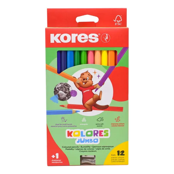 Colores Kores 935120 Triangulares Jumbo 5mm Caja C/12pzs