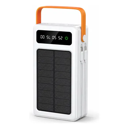 Power Bank De 50000mah Solar Turbo Carga Rápida Portátil Branco