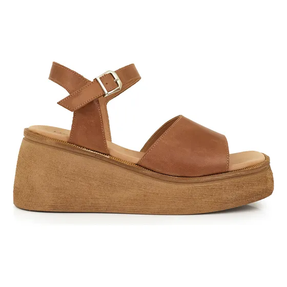 Sandalia Cuero Mujer Chinela Plataforma Goma Zapato Briganti