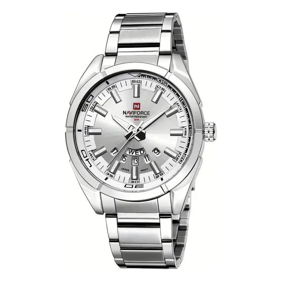 Reloj Naviforce Elegante, Correa Metalica Plateado Gris Gris Gris