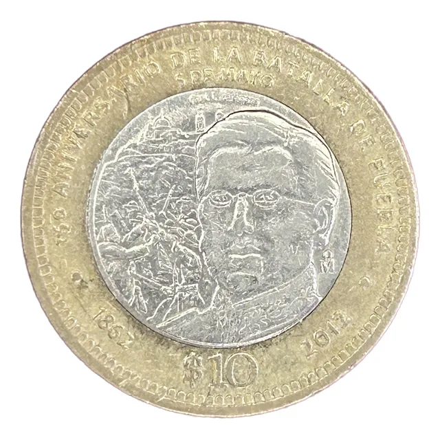 Moneda 10 Pesos 150 Aniversario Batalla Puebla 5 Mayo 2012