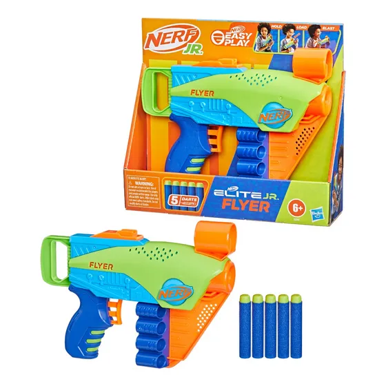 Lanzador de dardos Nerf Elite Jr Flyer Hasbro 5 Darts F6751