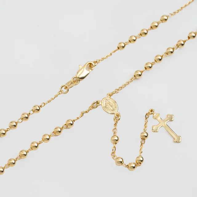 Collar Rosario Mac Joyas Oro Laminado 18k 50 Cm