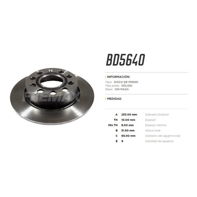Disco De Freno Trasero Vw Vento 2.5 2011/audi A3 2003-2012