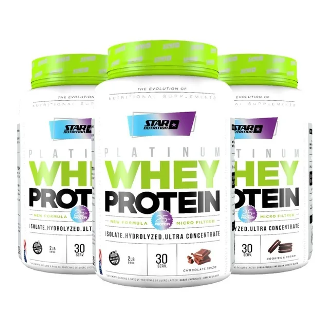 Proteína Whey Protein 2lbs Star Nutrition Combo X3 Unidades