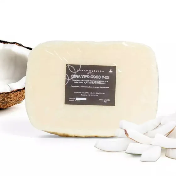 Kit 1 Kg De Cera De Coco T2 Mais 30 Pavio De 18cm 