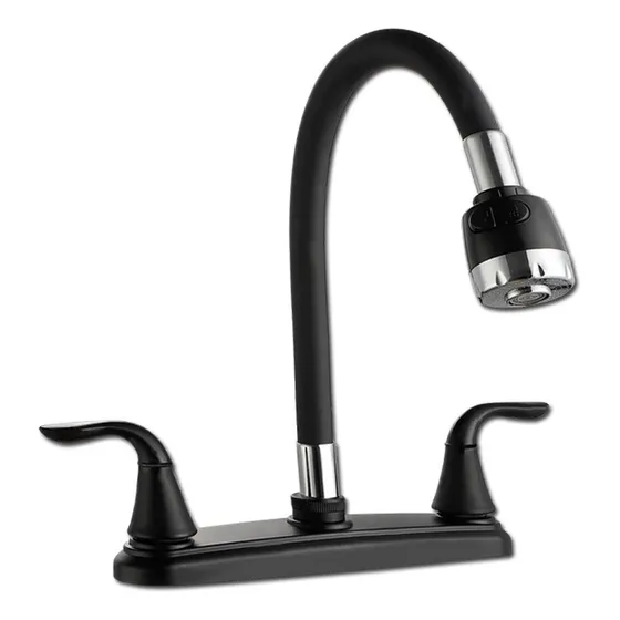 Llave De Fregadero Lavaplatos Flexible Doble  Black Deluxe