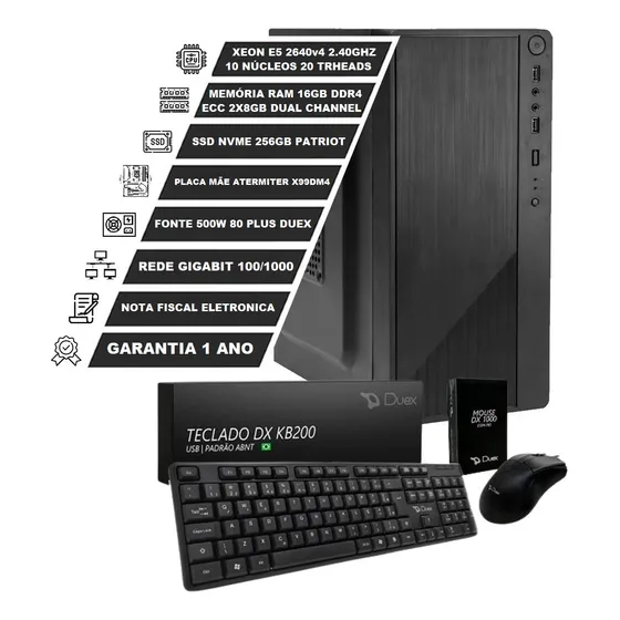 Servidor Xeon E5 2640 V4 10 Núcleos 16gb Ddr4 256gb Ssd Nvme