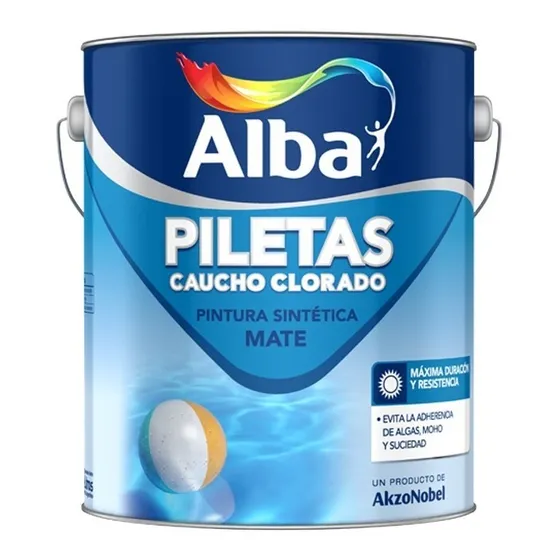 Pintura Piletas Caucho Clorado Alba Colores 4lts Acabado Mate Color Celeste