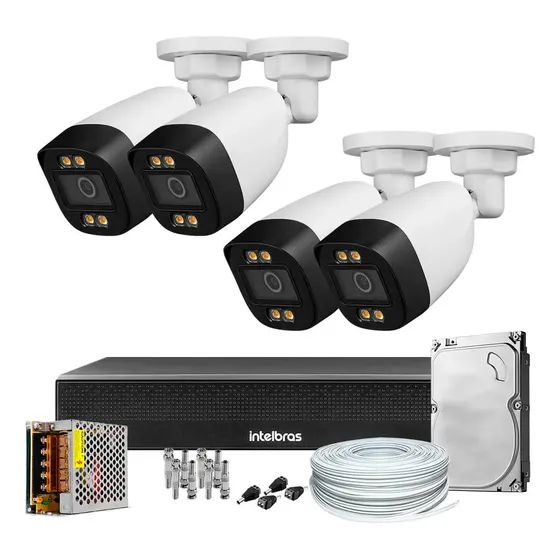 Kit 4 Câmera Segurança Full Color 1080p Dvr Intelbras 1tb