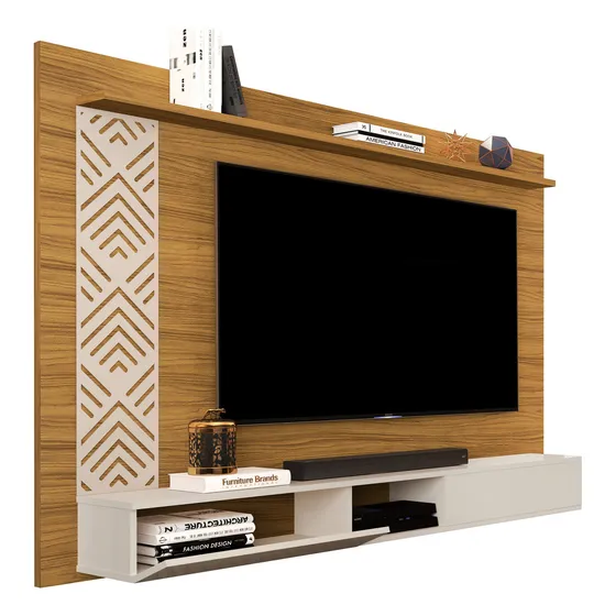 Painel Roma Para Tv Até 60 Polegadas - - Cores Cor Nature/off White