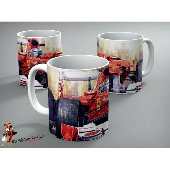 Taza De Ceramica F1 Ferrari Fernando Alonso Art