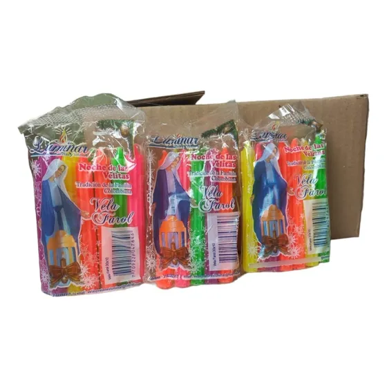 Caja De Velitas Navideñas De 30 Paquetes