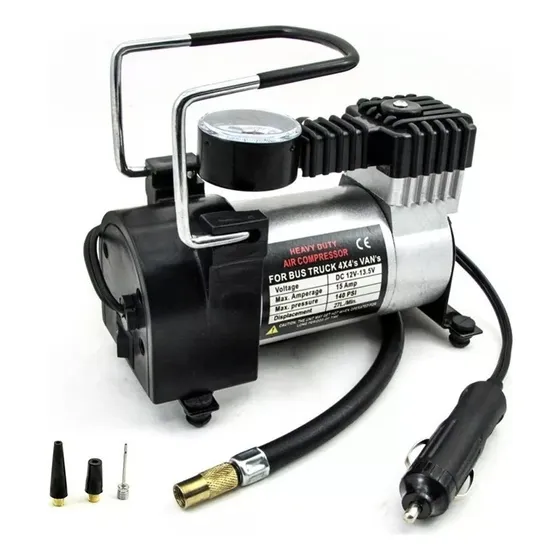 Compresor Aire Metal Auto Inflador Neumatico Portatil Color Gris Fase Eléctrica Monofásica